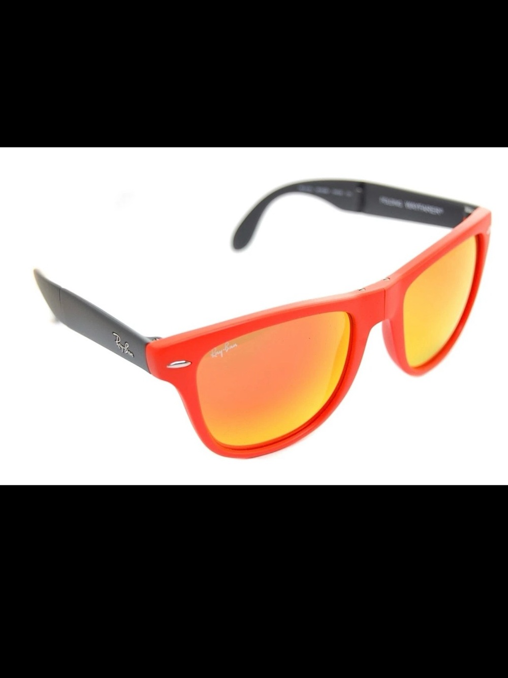Ray-Ban Sunglasses Folding Wayfarer Orange Mirror Gray Black Matte